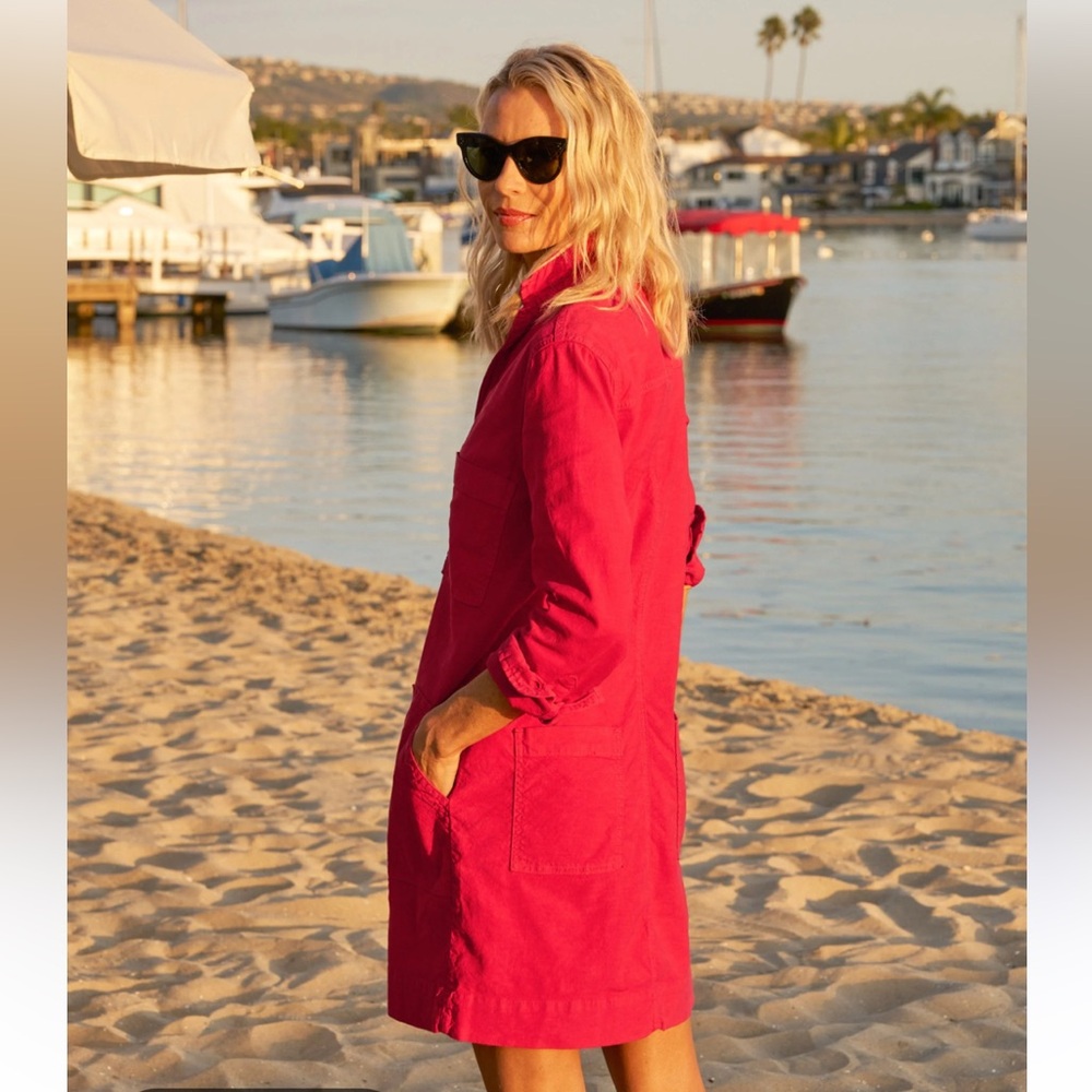 Frank & Eileen Southern Ireland Linen Blend Utility Mini Dress Red Size XS - Picture 2 of 16